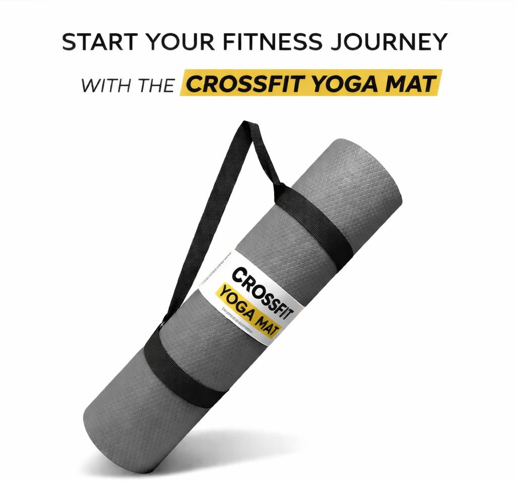 CROSSFIT 4mm Steel grey yoga mat with carry strap Grey 4-5 mm Yoga Mat-image-3