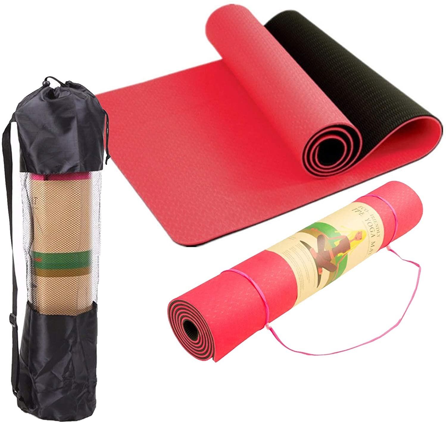Yoga Mat TPE Red/Black 6 mm Yoga Mat-image-6