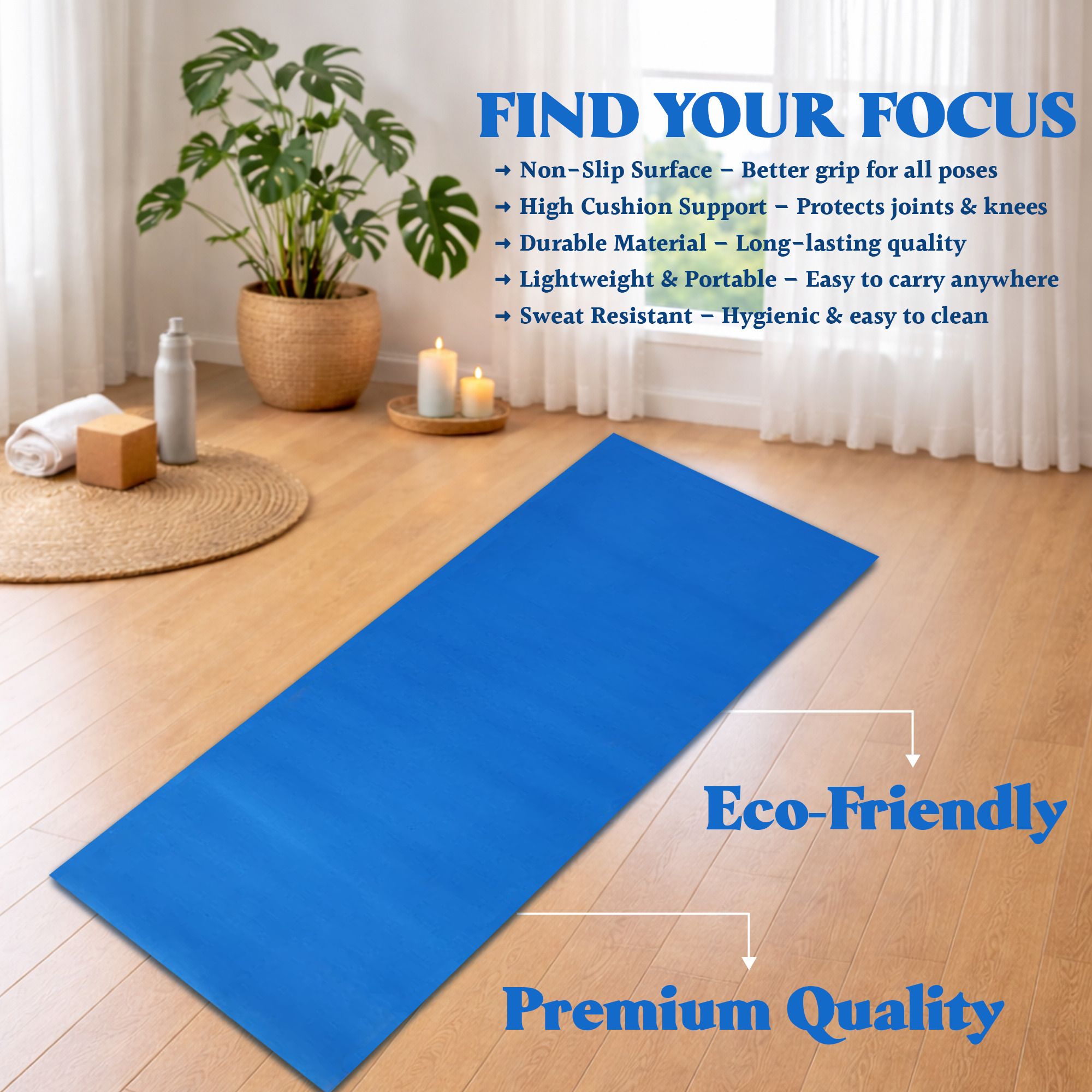 Yoga Mat Blue 4 mm Yoga Mat-image-6
