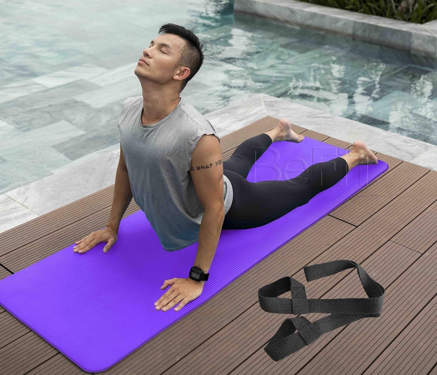 befit 6mm| Anti-Skid| Yoga Mat| Free Carrying Strap| Color Purple 6 mm Yoga Mat-picture-10