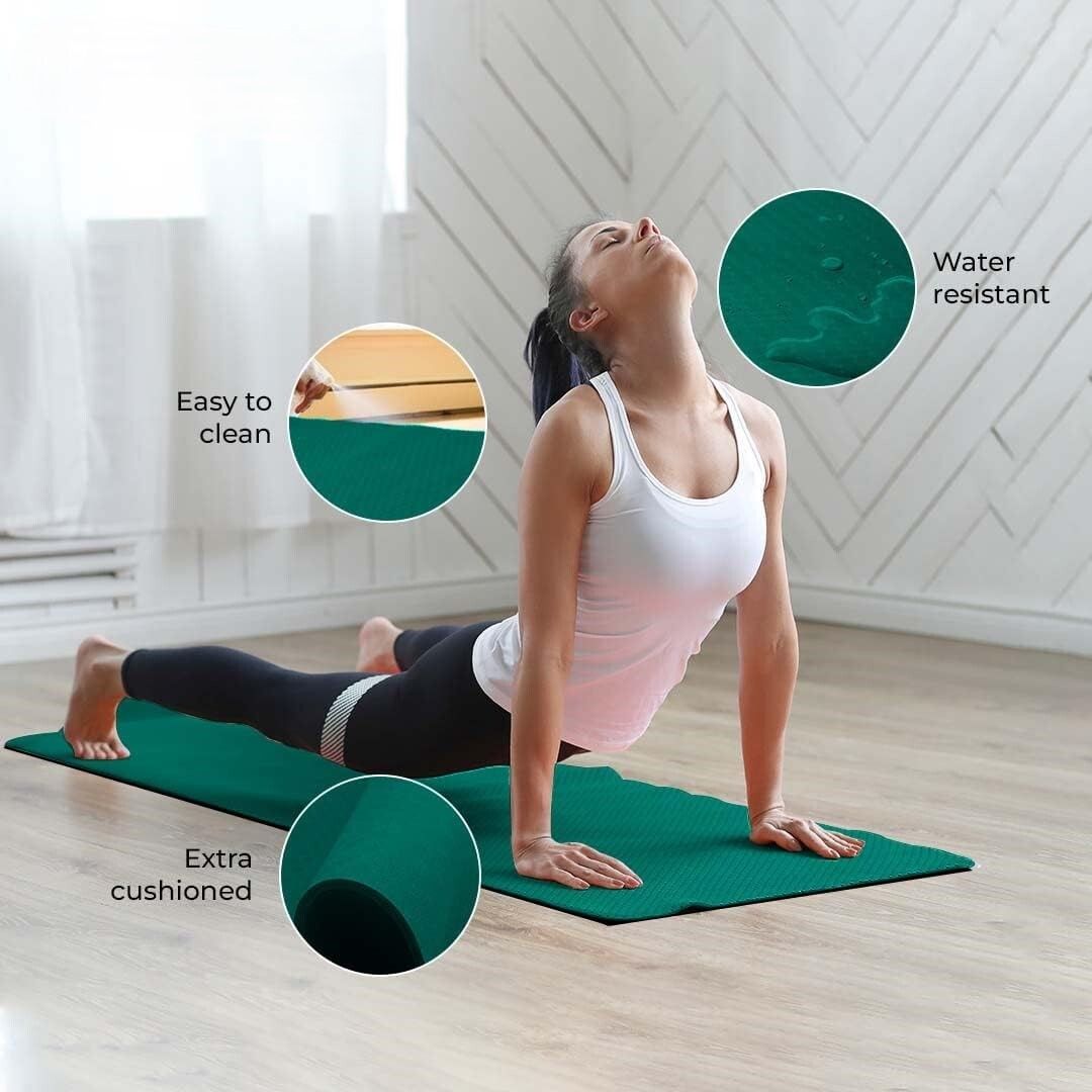 Non-Slip Green Yoga Mat for Yoga, Pilates & Daily Exercise Green 4 mm Yoga Mat-image-32