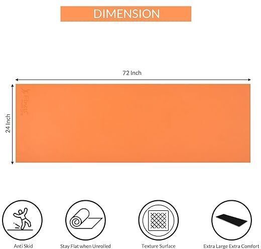 4mm Non-Slippery Yoga Mat for for Men & Women,4mm,(Orange)_new Orange 4 mm Yoga Mat-image-2
