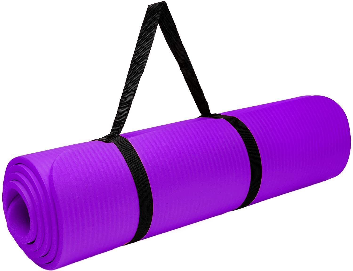 kp enterprises Premium EVA Yoga Mat | Anti-Slip with Carry Strap 6mm Purple Purple 6 mm Yoga Mat-picture-0