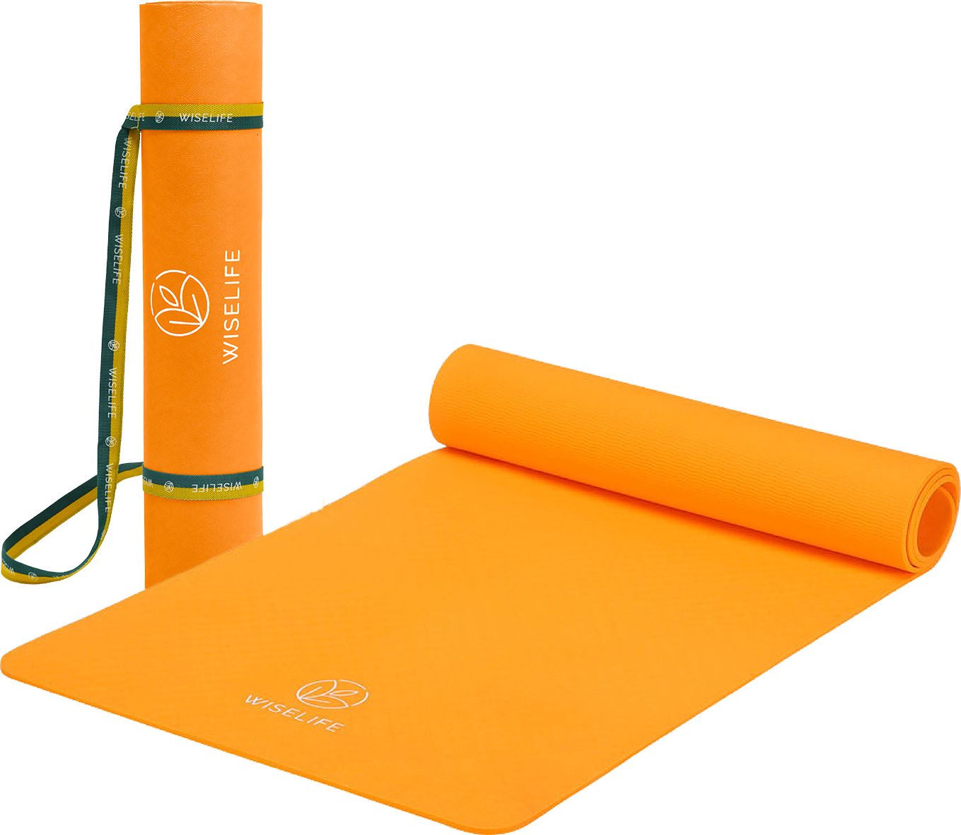 wiselife Classic Exercise Mat + Yoga Strap for Men & Women | Workout, Home, Pilates - Orange 6 mm Yoga Mat-picture-18