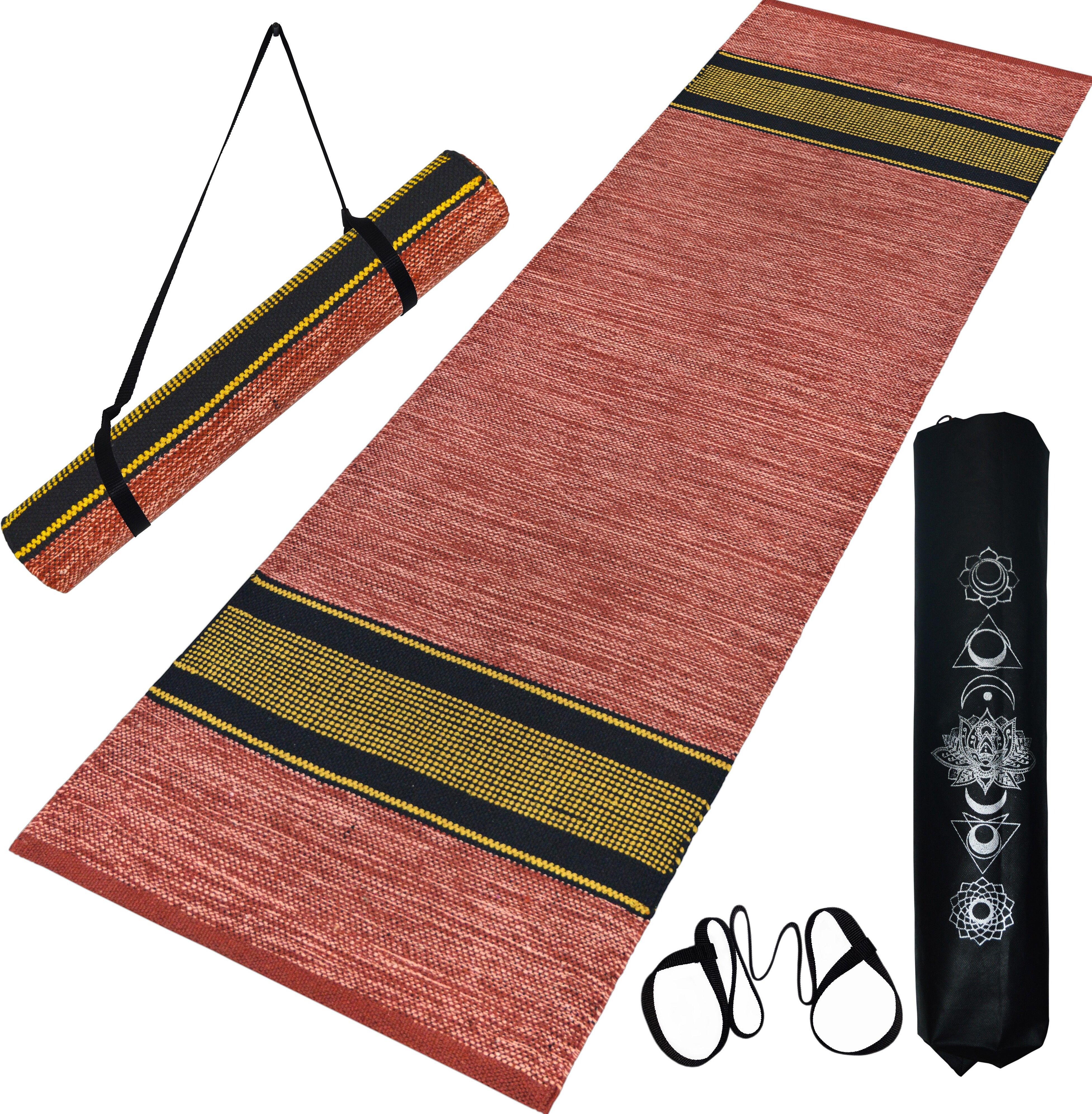 Handwoven ANTI-SLIP COTTON Brown 8 mm Yoga Mat-image-4