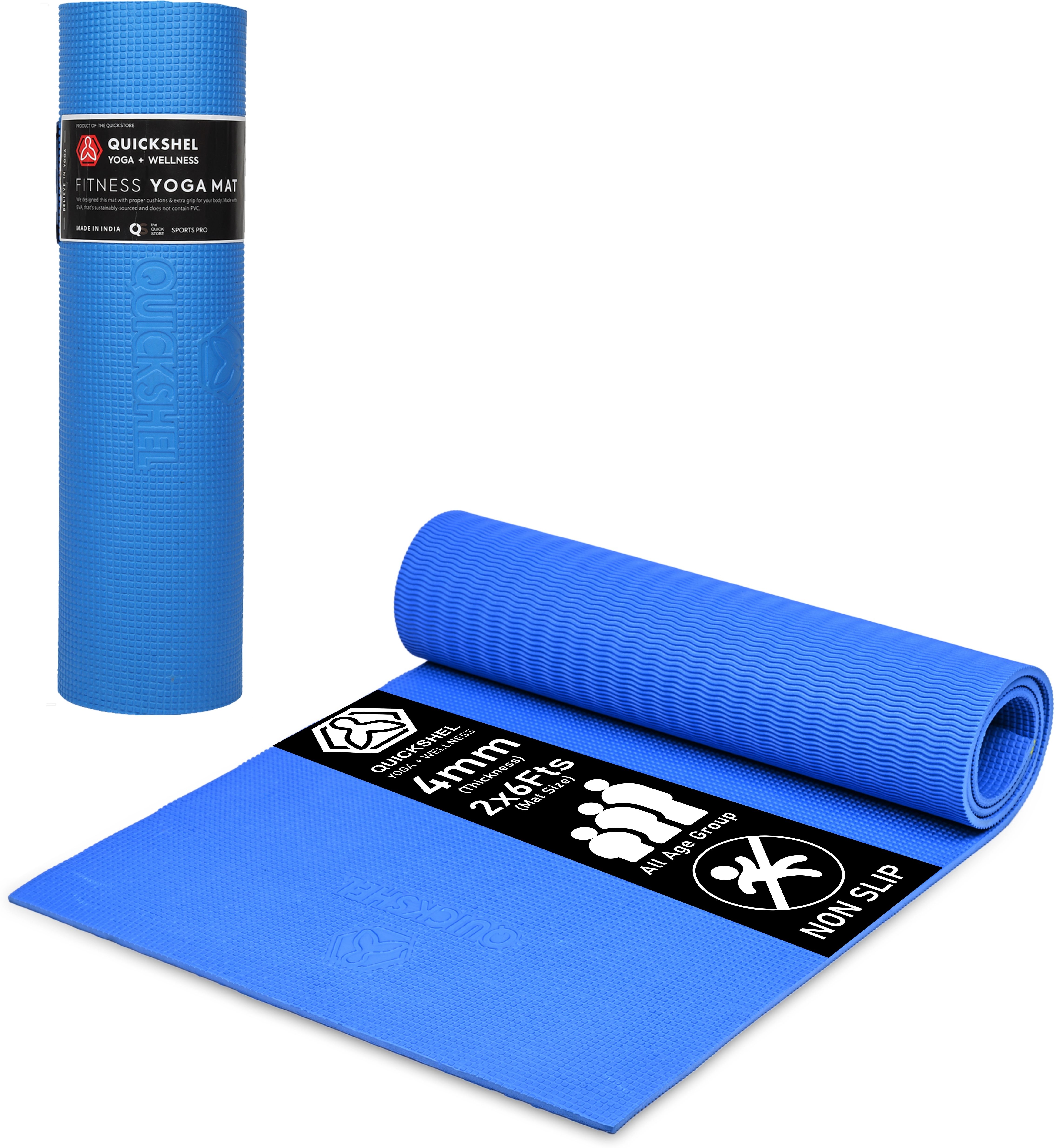 EVA Anti Slip Home Gym Exercise Workout Fitness for Men Women Kids Blue 4 mm Yoga Mat