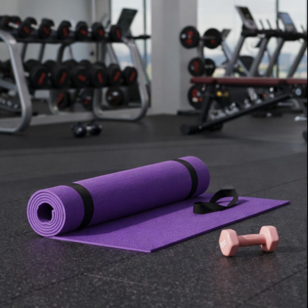 4mm purple yoga mat for men & women with carry strap Purple 4-5 mm Yoga Mat-image-12