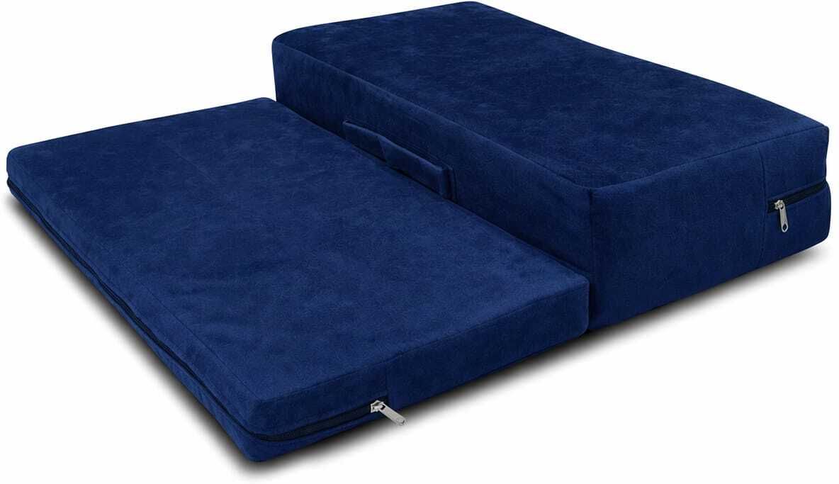 vrindakul Foldable Meditation Cushion Floor Sitting | Pack of 1 Blue 127 mm Yoga Mat-picture-3