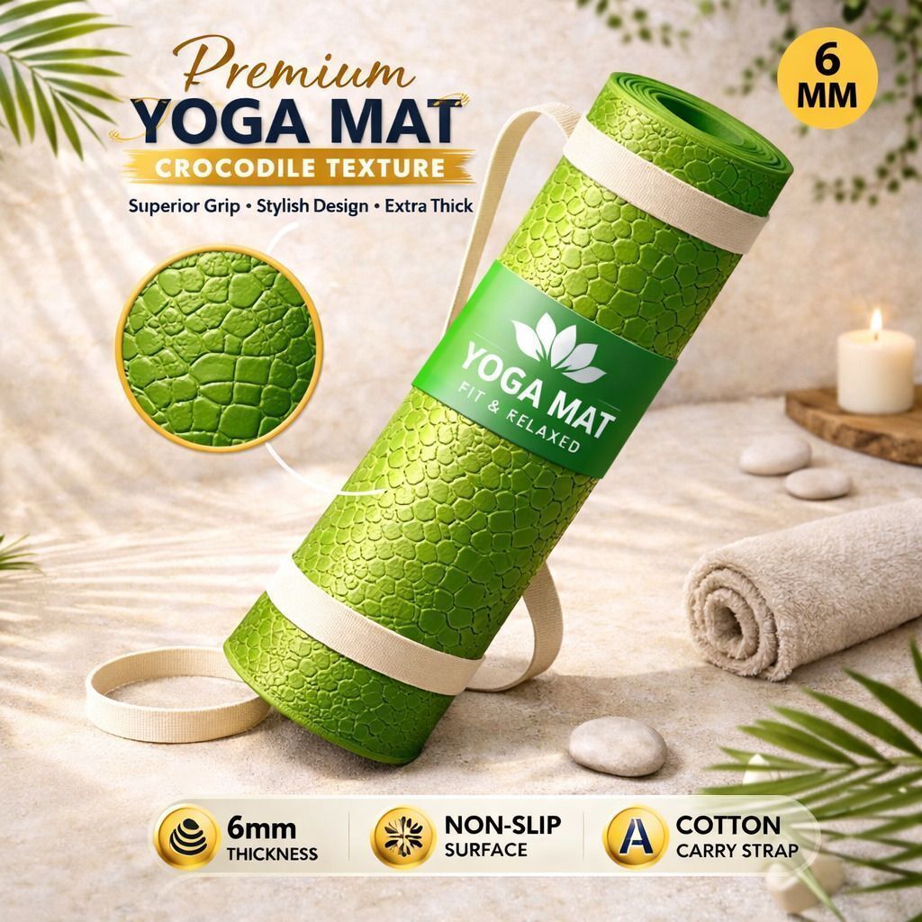 6MM Eco Friendly Textured Anti-Slip Yoga Mat for Women Men & Kids Green 6 mm Yoga Mat-image-38