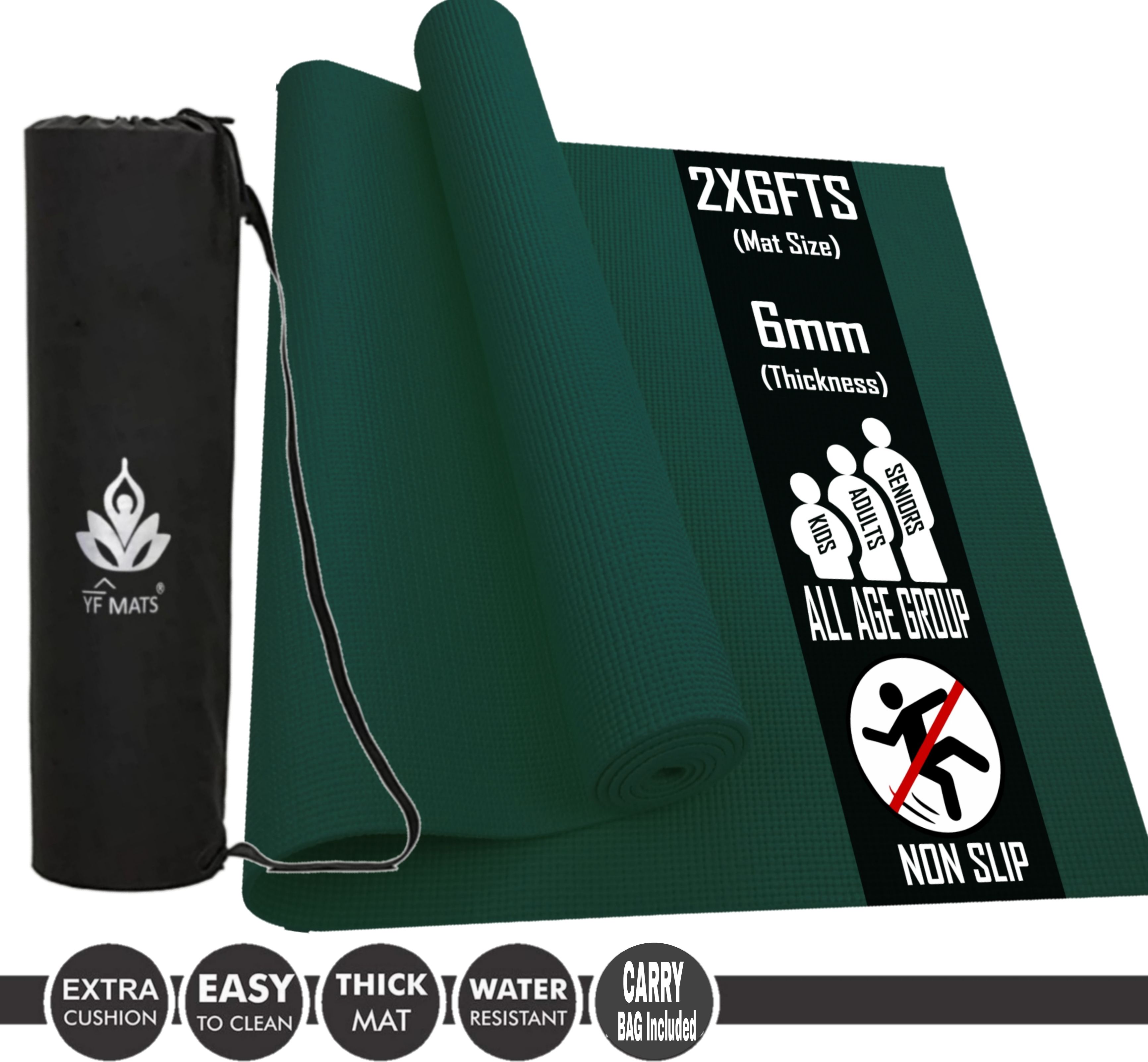 6MM(green) - Best Quality and Anti slip Eva Eco Friendly Yoga Mat With Bag Green 6 mm Yoga Mat