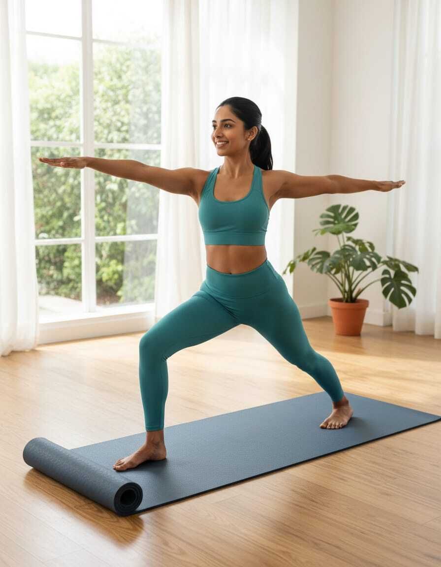 kp enterprises Durable 6mm TPE Yoga & Exercise Mat | Anti-Slip Training Mat Blue 6 mm Yoga Mat-picture-10
