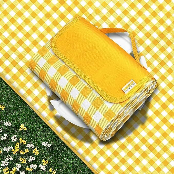 Premium Foldable Waterproof Yellow Checkered Outdoor Picnic Travel Mat Blanket 10 mm Camping Mat-image-35