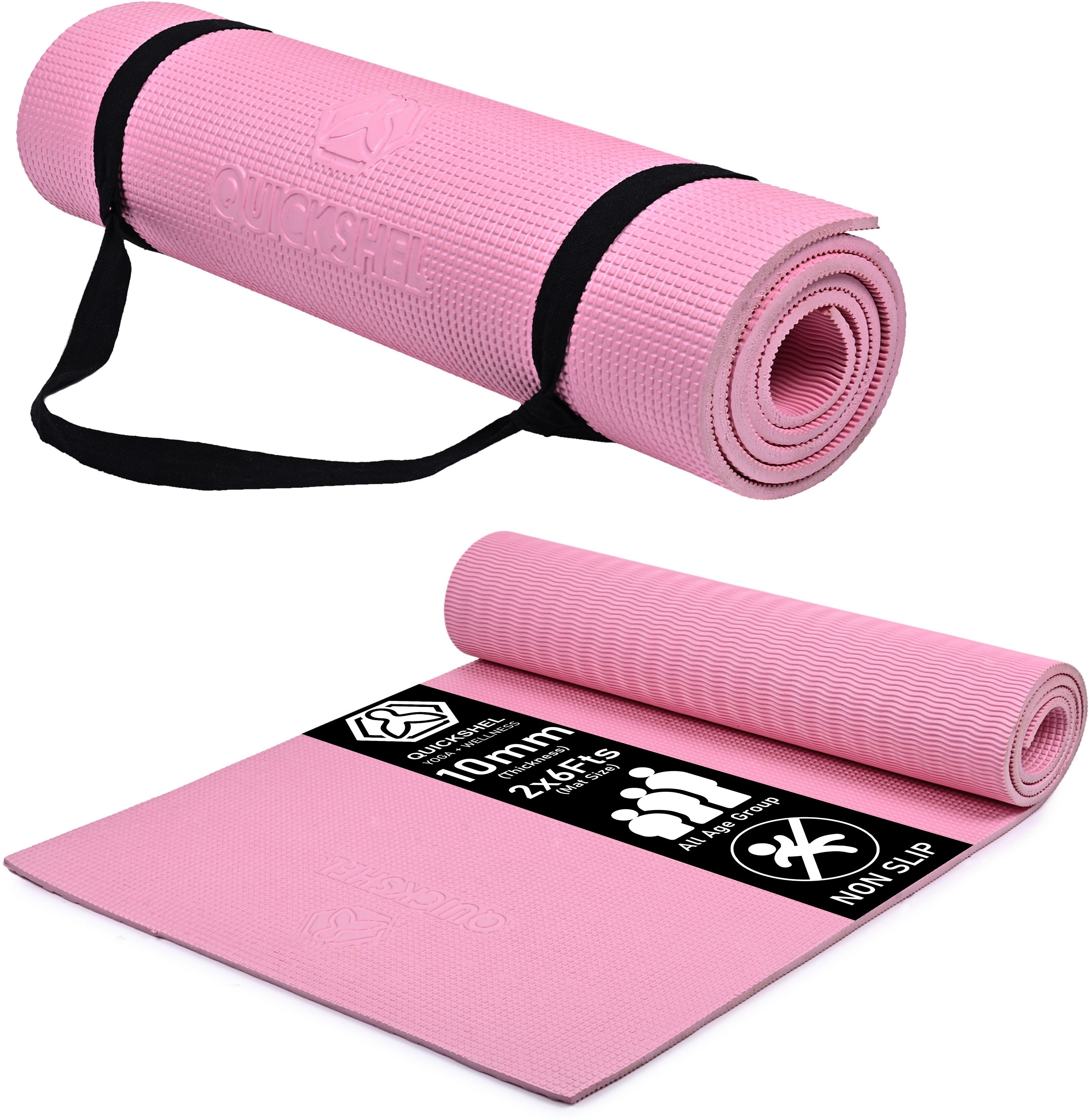 quick shel 6mm EVA Eco Friendly Anti Slip Home Exercise Workout for Men Women with Strap Pink 6 mm Yoga Mat-picture-27