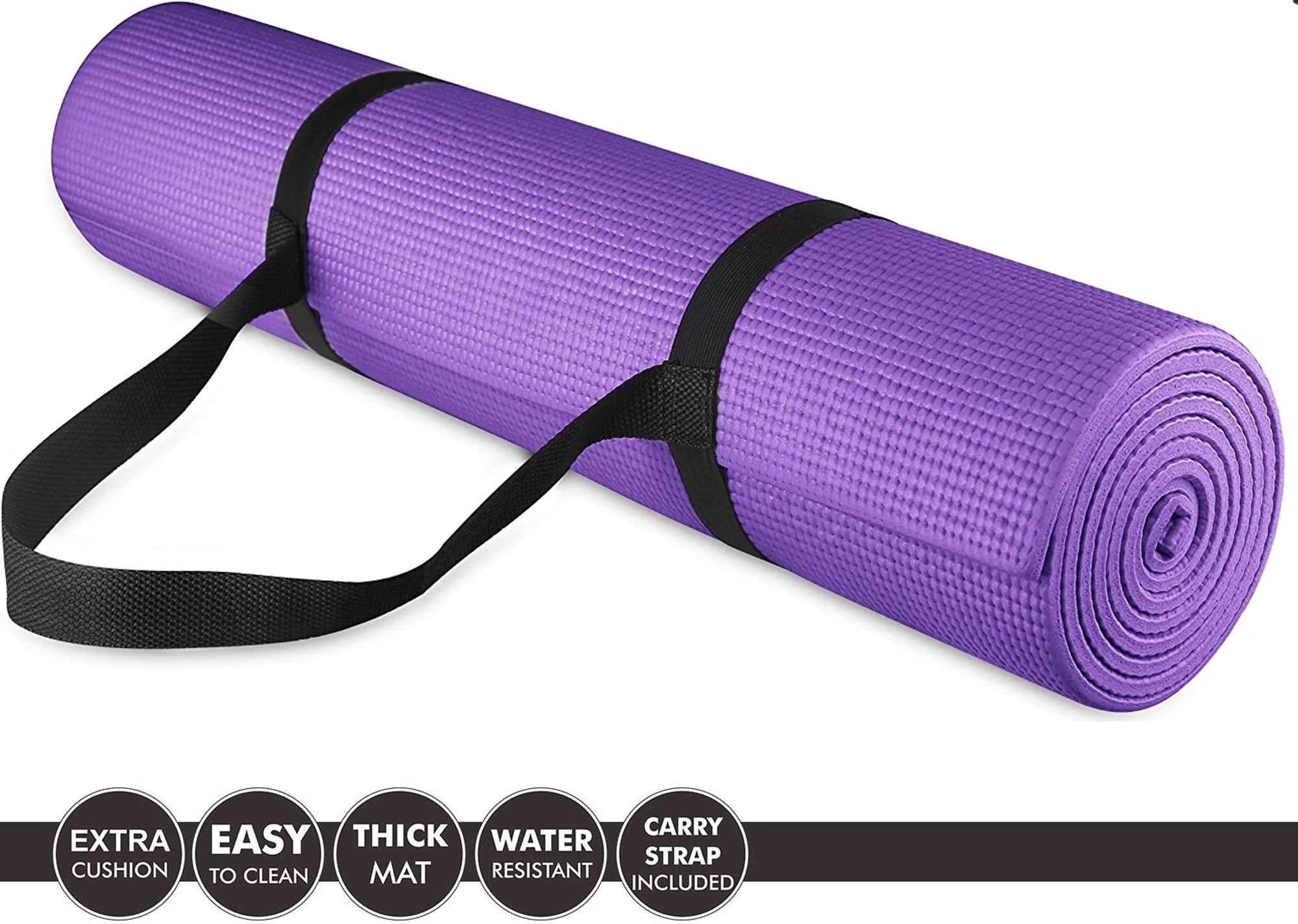 6MM(purple with strap)-100% EVA ANTI SKID Light Weight YOGA MAT Purple 6 mm Yoga Mat-image-2