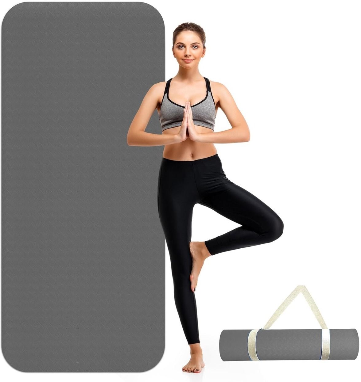 EcoFriendly Exercise Gym & Yoga Mats 4mm Grey For Men & Women Grey 4 mm Yoga Mat-image-29