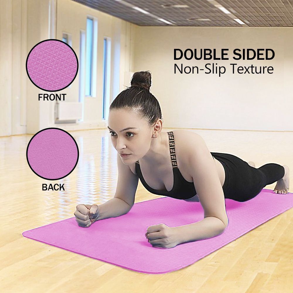 4mm Premium EVA Yoga Mat, Anti Skid, Home Gym Exercise & Workout for Men & Women Pink 4 mm Yoga Mat-image-18