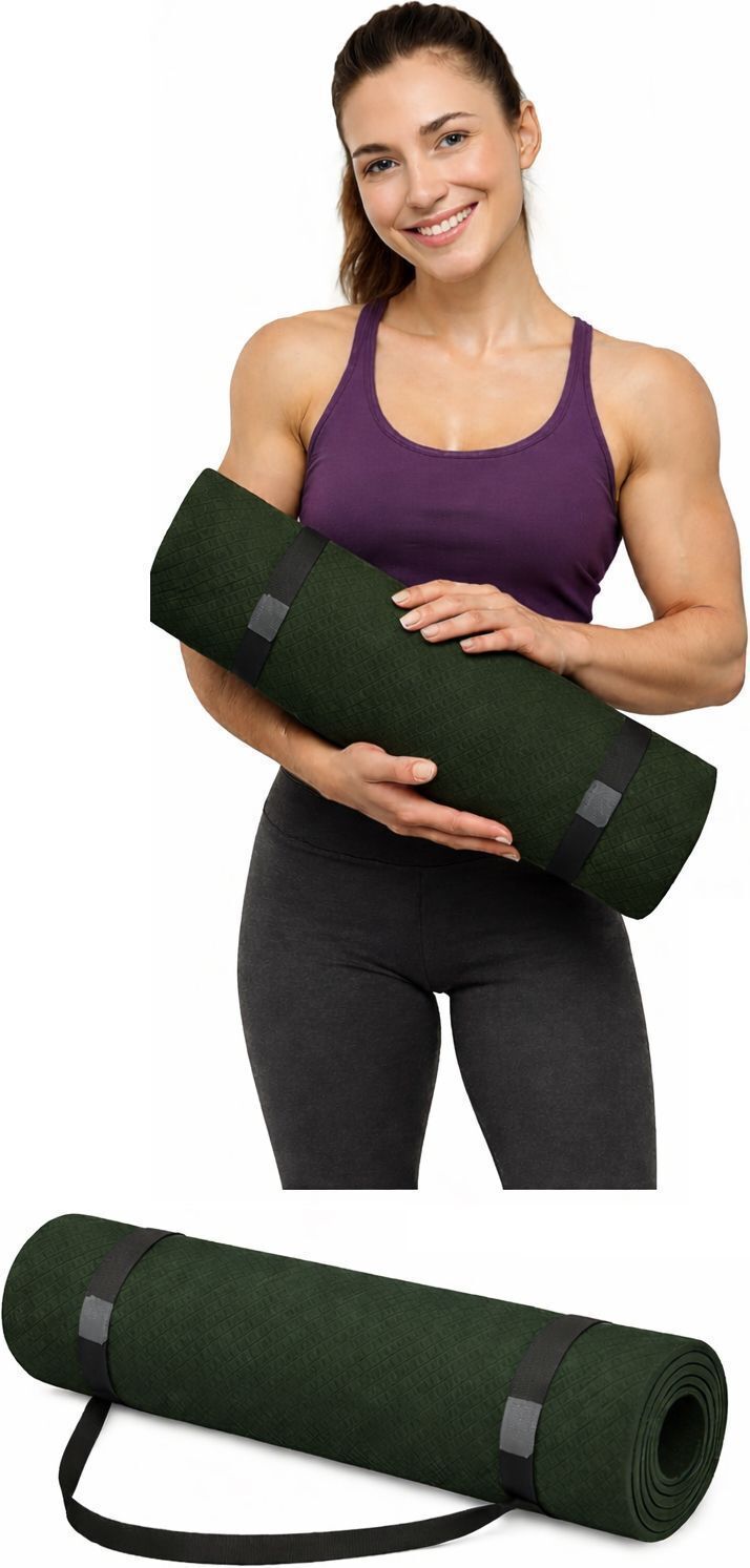 flexura Yoga Mat with Carry Strap 4mm Thick Anti-Slip Eco-Friendly EVA Material Green 4 mm Yoga Mat-picture-25