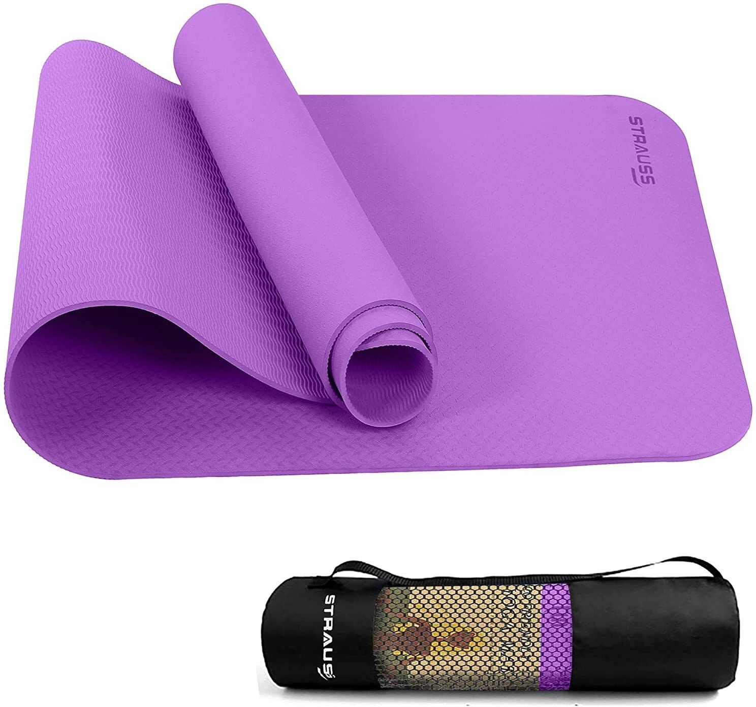 strauss PE Eco-Friendly Yoga Mat for Men & Women with Carry Bag Purple 6 mm Yoga Mat-picture-41