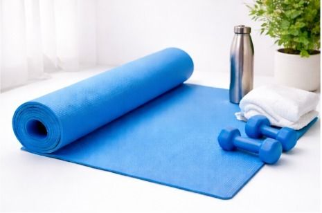 4MM Thick, Light Weight with Anti-Slip Dual Side Embossed Yoga Mat (4MM, Blue)) 4 mm Yoga Mat-image-15