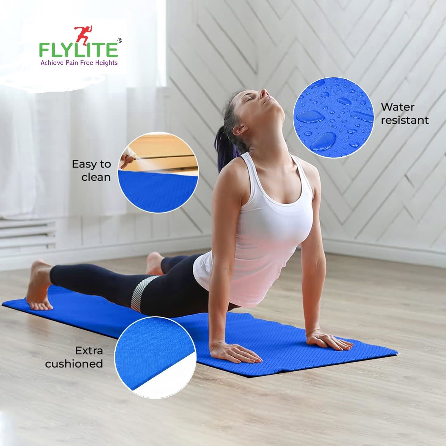 Aura Super Premium Yoga Mat 4mm | Non-Slip, Washable Mat | Men & Women Blue 4 mm Yoga Mat-image-23