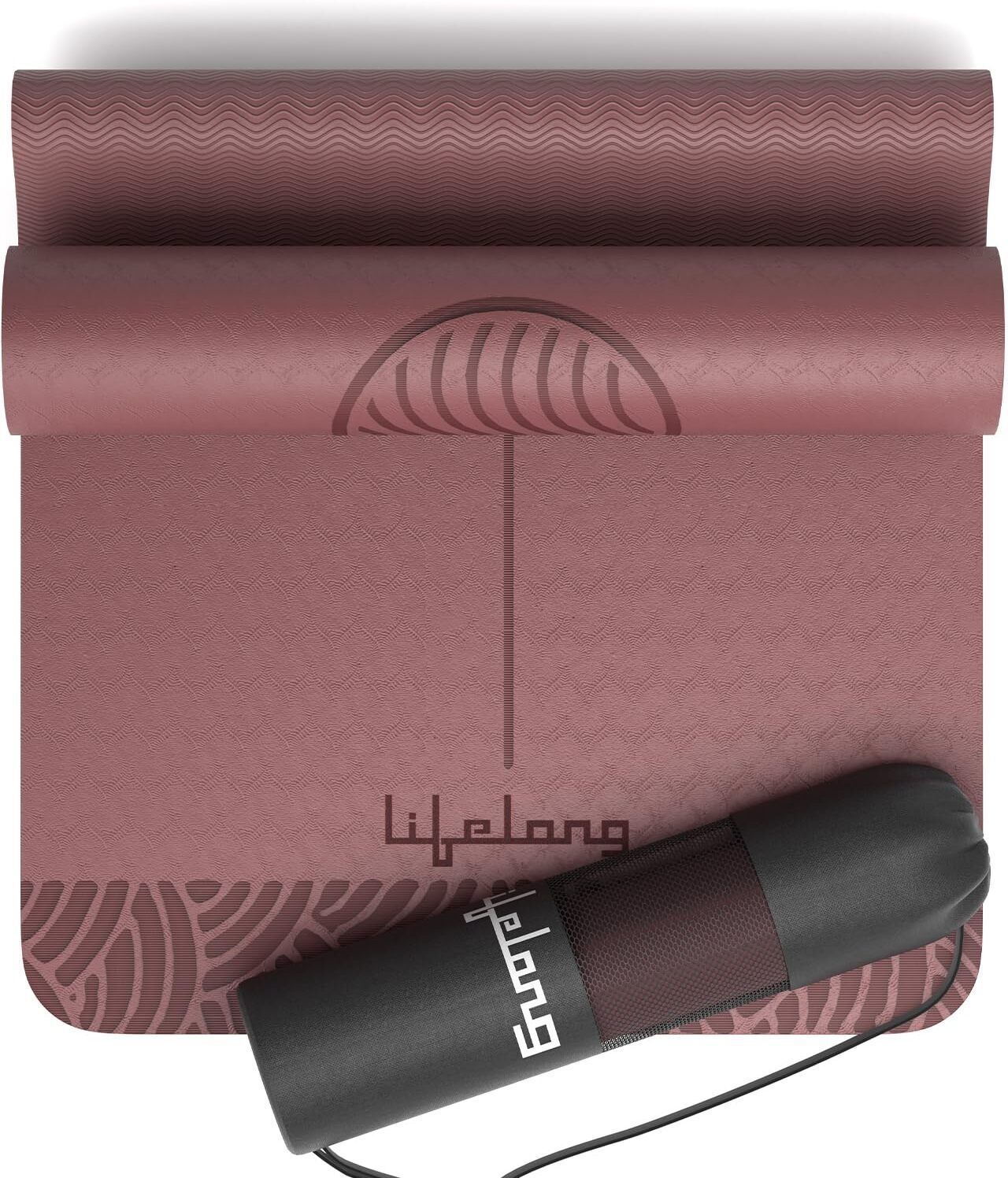 Yoga mat for Women & Men TPE Material 5mm Anti-Slip Maroon 6 mm Yoga Mat-image-29