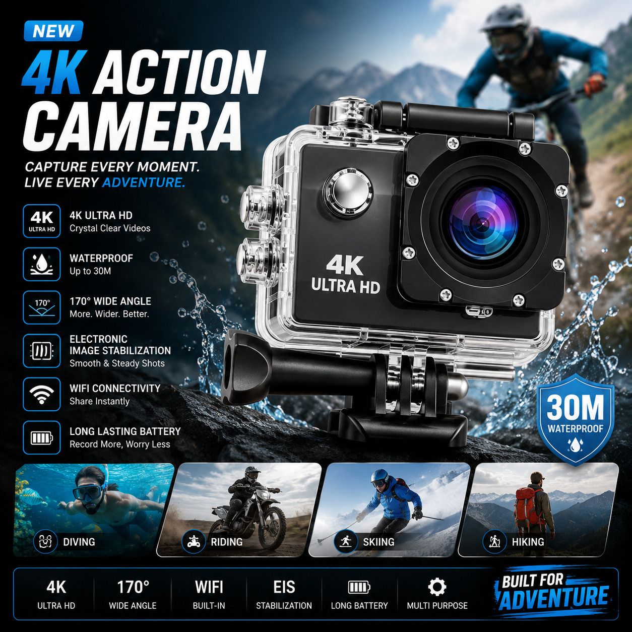 VYNEXX ACTION-02981 4K Bike Helmet Action Camera with HD Display Sports and Action Camera-picture-21