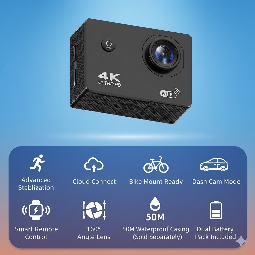 GOPROSS Professional Action camera 4k Waterproof Vlogging Helmet Camera 4k Sports and Action Camera-image-1