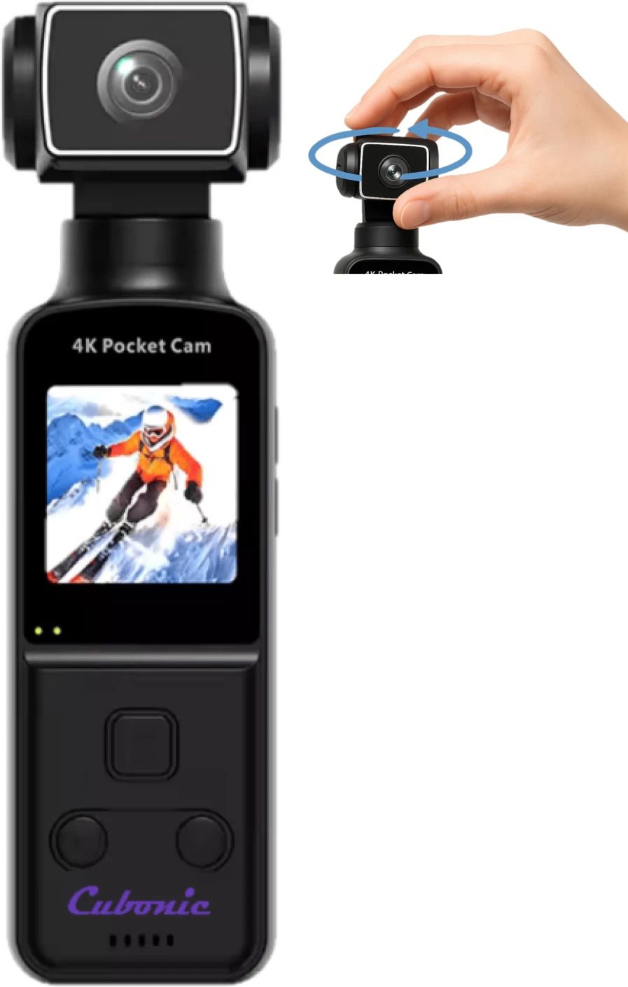 Cubonic 4K Pocket Camera 4K Ultra HD Enabled Pocket Camcorder, 270° Rotatable Pocket Camera Sports and Action Camera-picture-21