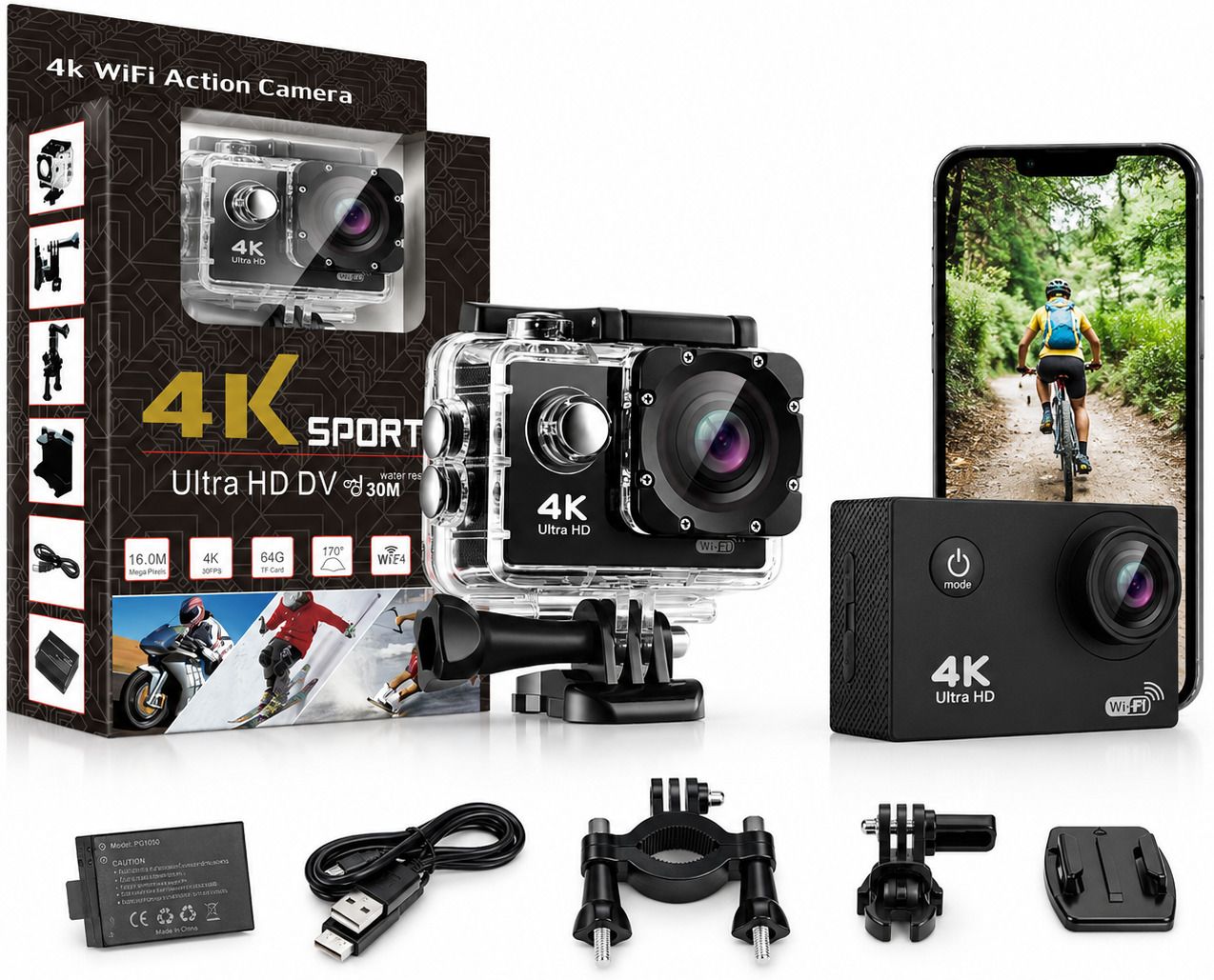 AERIOSKY 4K H4 16MP Wifi 30M Waterproof Action Camera Sports DV Camcorder Sports and Action Camera-picture-22