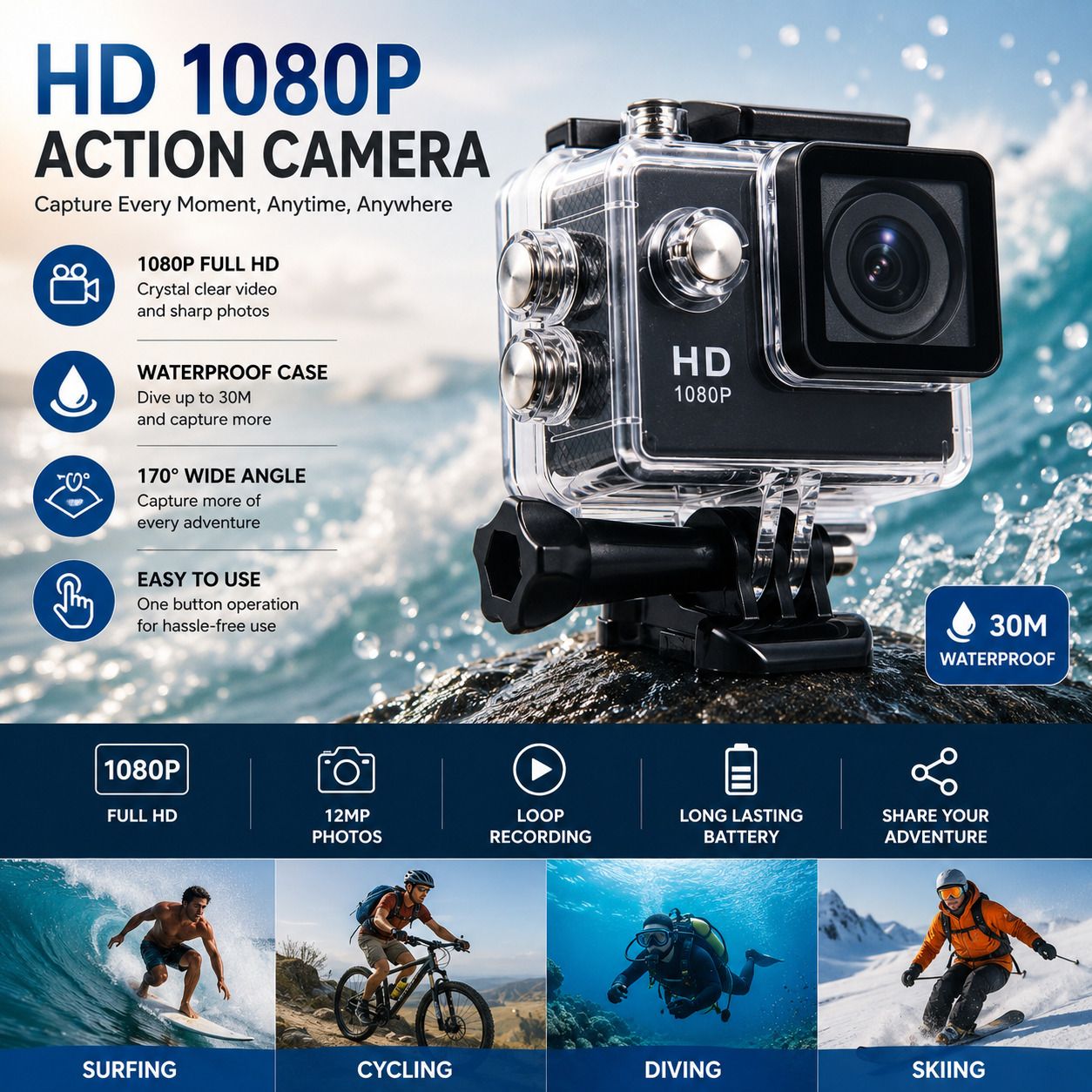 VYNEXY Action camera ExtremeShot 2K Action Cam Sports and Action Camera-image-37