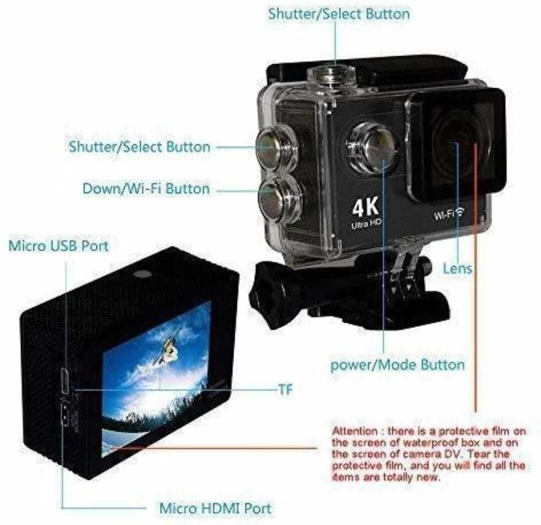 glyxo GoPro Action camera Waterproof Action Camera 4k Vlogging GoPro Camera, Helmet Camera 4k Sports and Action Camera-image-43