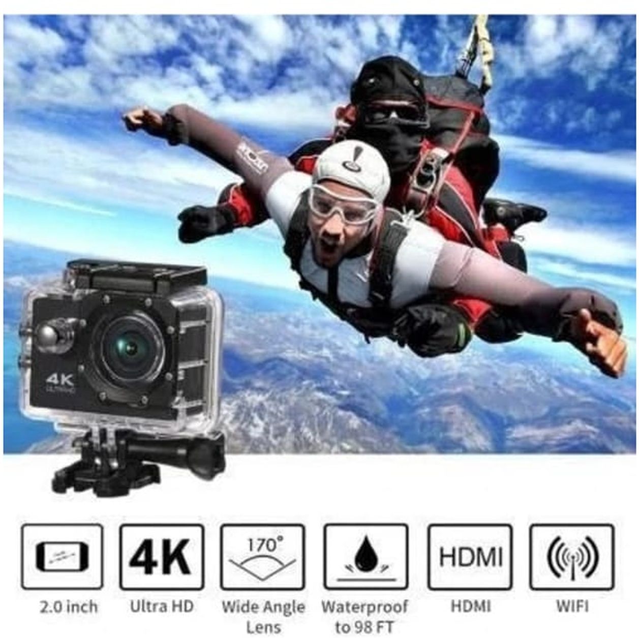 BRESLEI 4K Sports Camera 4K Ultra HD 16MP Action Cam | WiFi | 170° Wide | 98FT Waterproof | Sports and Action Camera-image-3