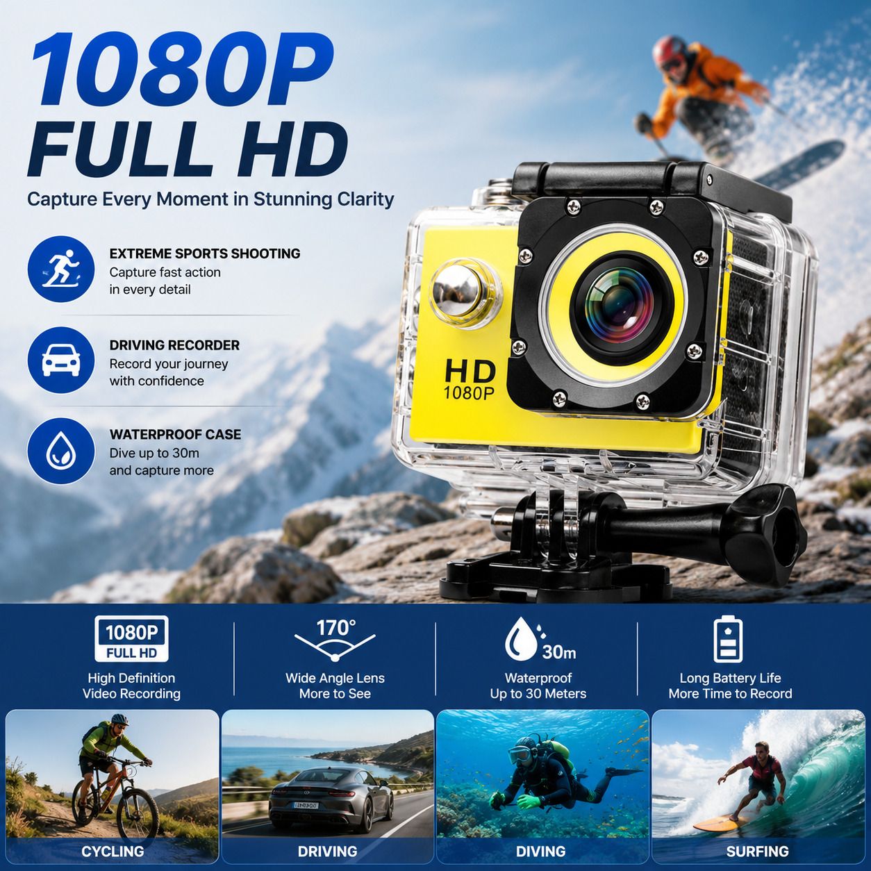 VYNEXY Action camera TurboCam Ultra 2K Camera Sports and Action Camera-image-29