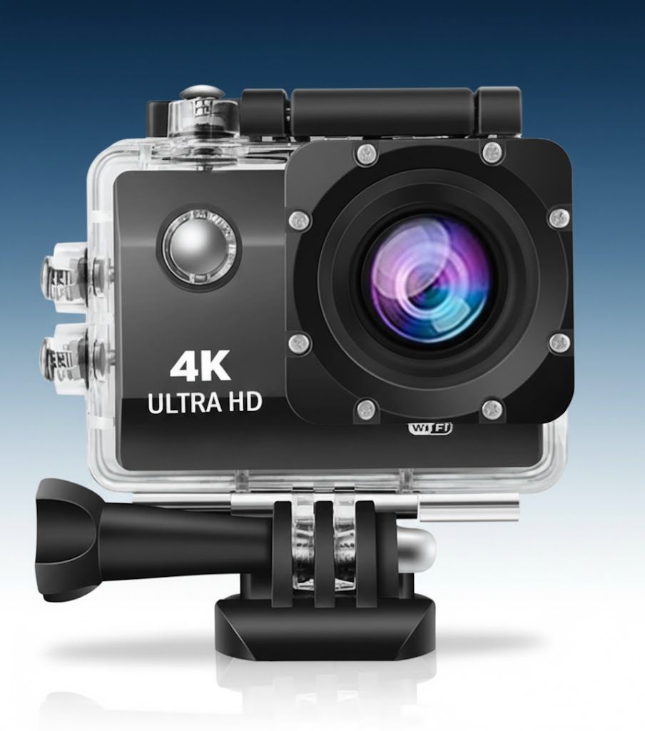 MINII Action Camera 4k Ultra HD Waterproof Camera with (1 Year Warranty) Helmet & Bike Vlogging Camera Sports and Action Camera