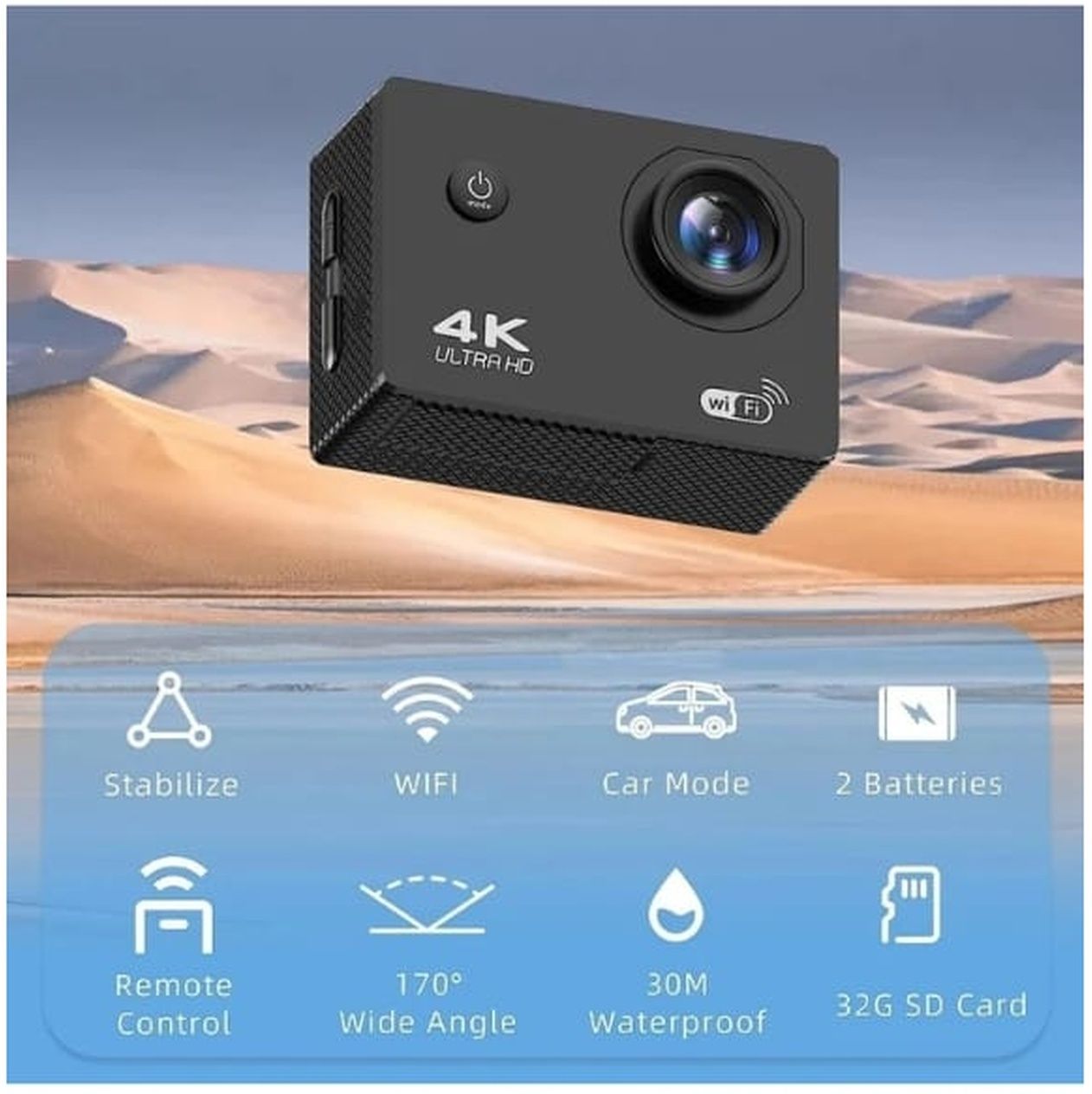 BRESLEI 4K Sports Camera 4K 30FPS Waterproof Action Camera 16MP | WiFi | Accessories Kit | Sports and Action Camera-image-47