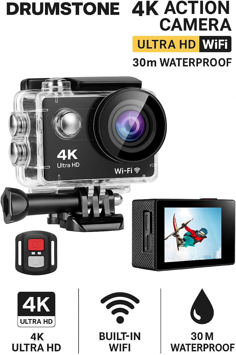 DLite Professional 4K 4K Ultra HD Action Camera (20MP, WiFi, 30M Waterproof) for Sports & Travel Sports and Action Camera-image-25