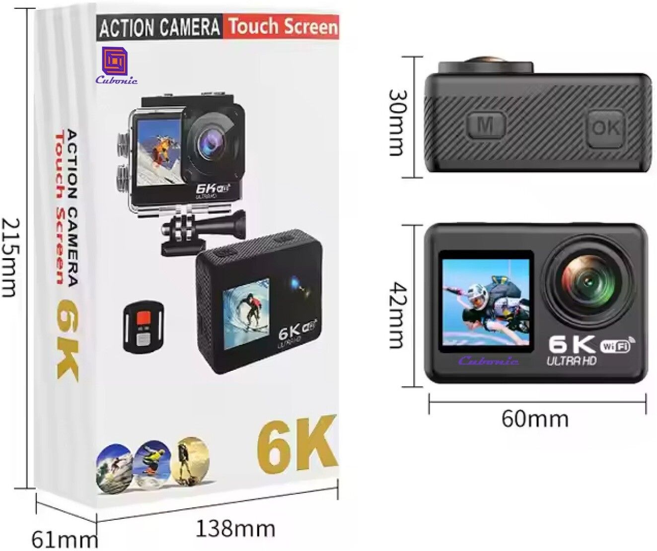 Cubonic 6k Dual Display | Touch Screen | Vlogging Camera |Light weighted | Pre recording 6k Sports & Action Camera