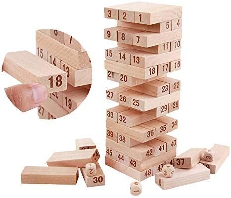 pulsbery Wooden Zenga Block Stacking Skill Building Game Set-picture-28