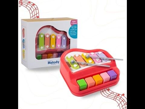 qbix "2-in-1 Baby Piano & Xylophone Toy with 5 Bright Keys toy for Kids-picture-21