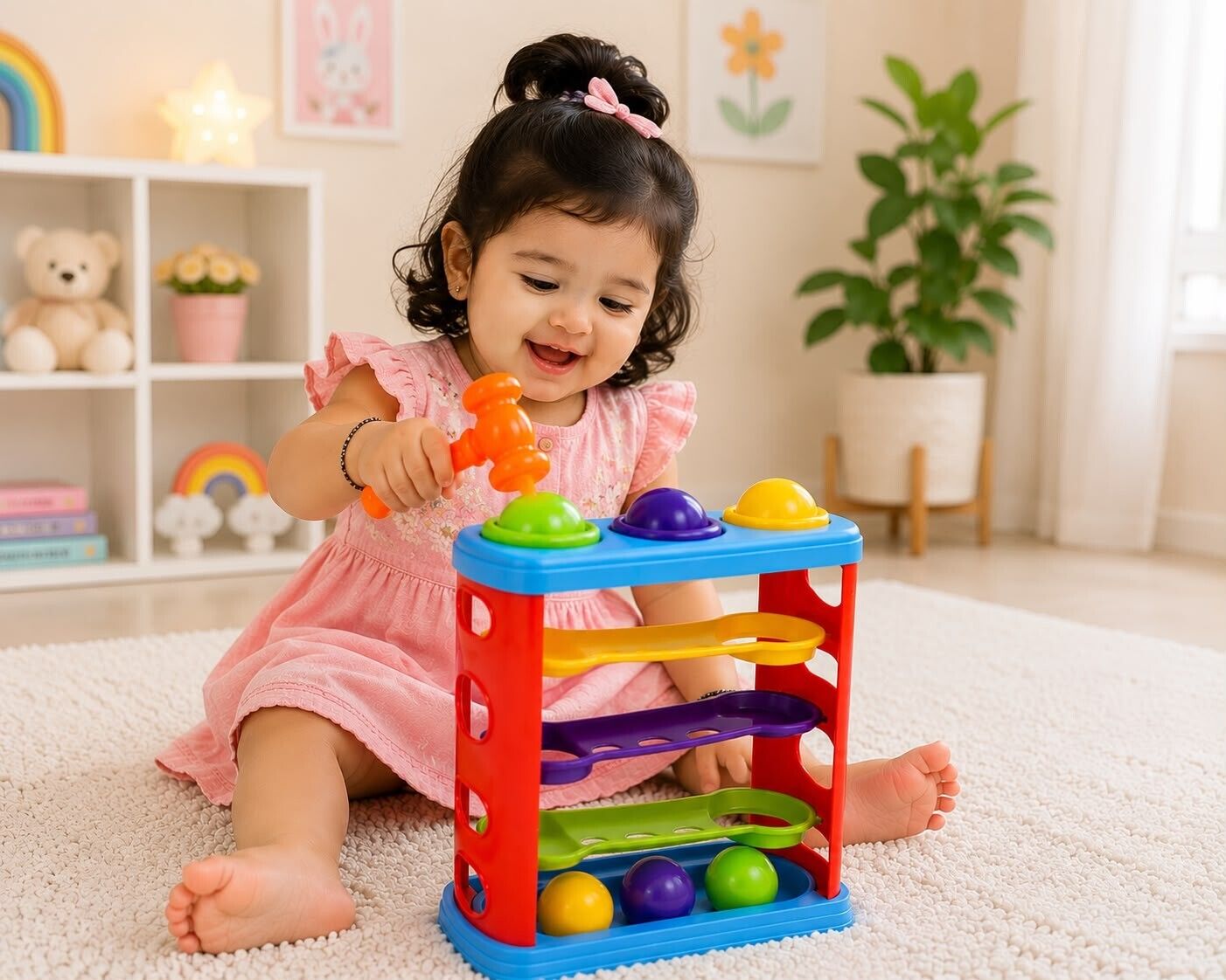 novexa BABY COLORFUL HAMMER BALL DROP TOY SET FOR TODDLERS ACTIVITY TOY 1+ YEARS-picture-29