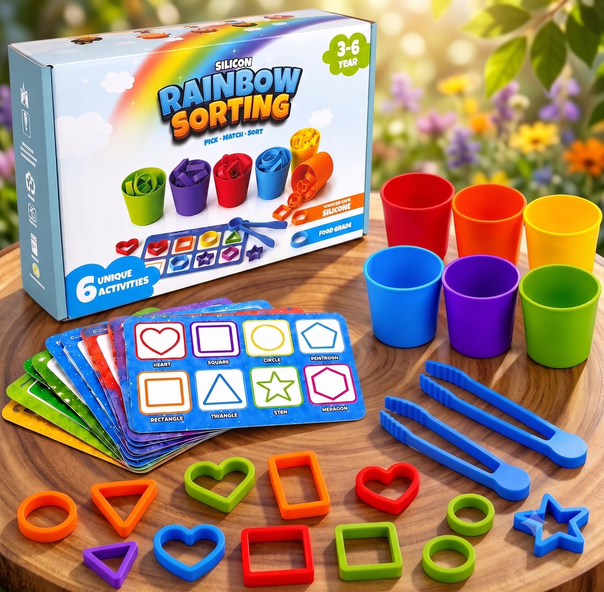 sthofy Kids Fun Learning Rainbow Sorting Toy with Tongs Stacking Toys-picture-39