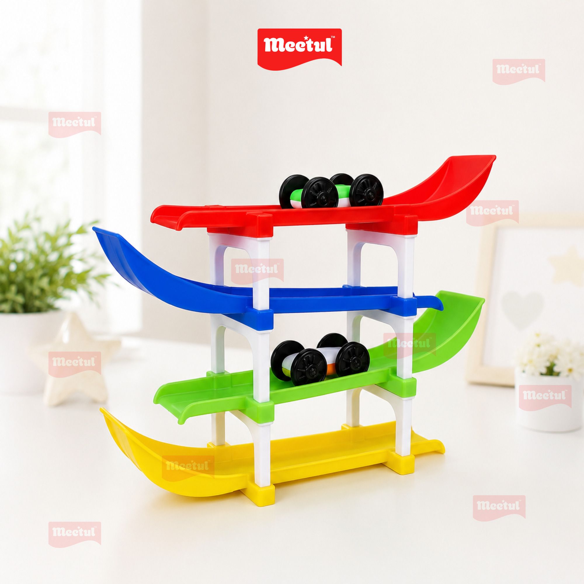 meetul enterprise Racer Ramp Sliding Car Track Toy with 2 Cars for Kids 2+ Years-picture-20