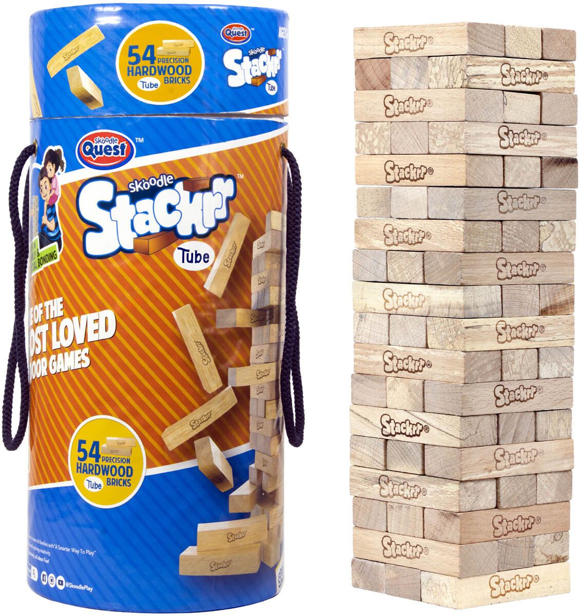 skoodle Stackrr Tube Stacking Tumbling Tower Game with 54 Precision Wooden Blocks-picture-15