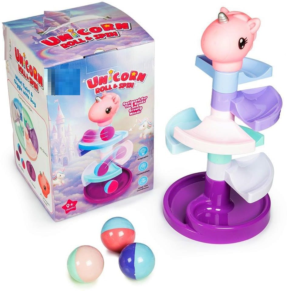 zokato Unicorn Roll & Spin Toy with Squeezy Head, Spiral Ball Track Stacking Tower-picture-33