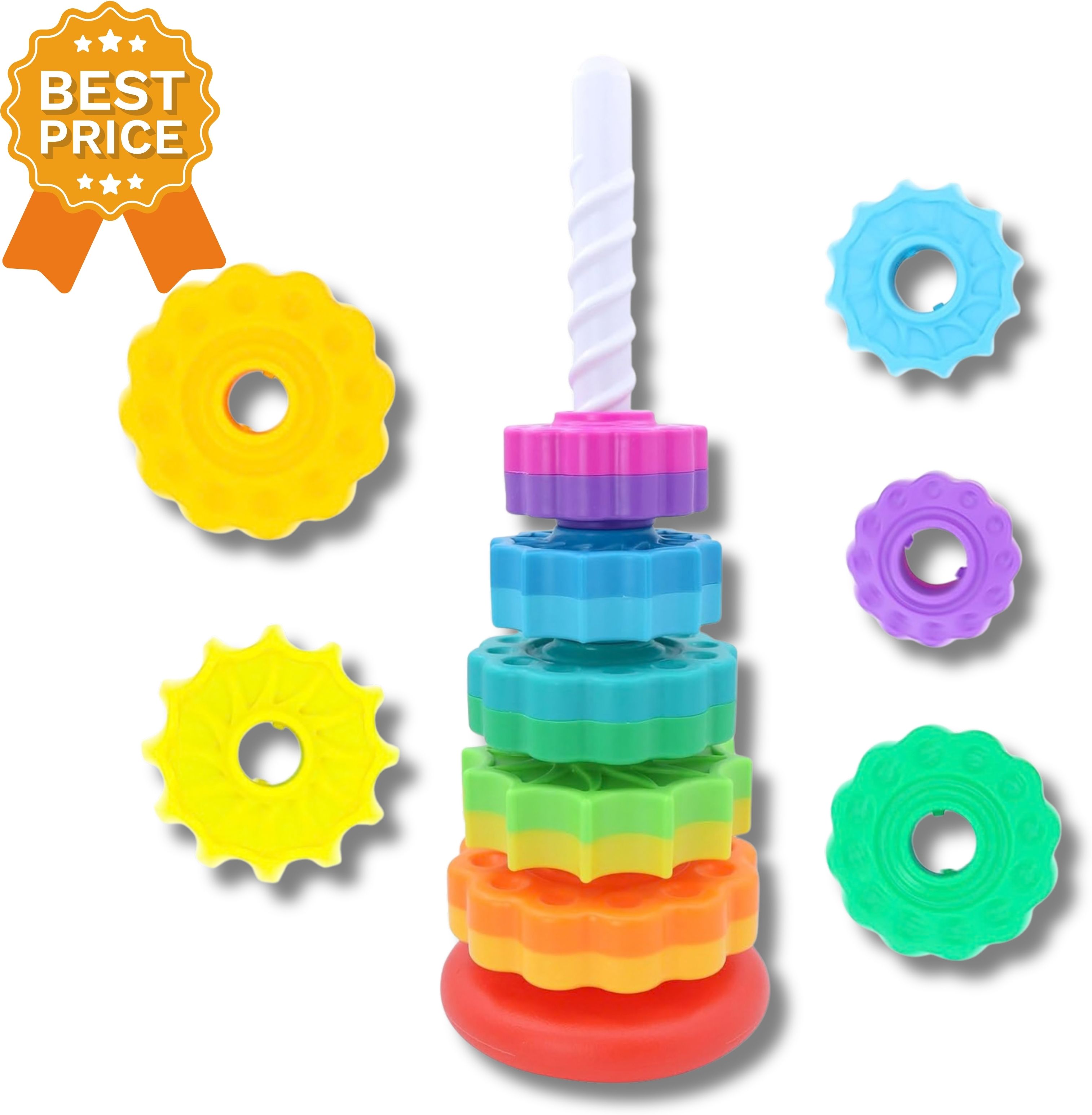 Spinning Stacking Tower Toy for Kids Rainbow Spin Educational Unbreakable Fun-image-22