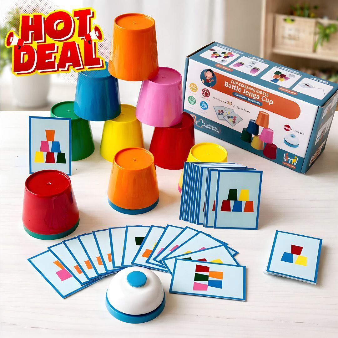 kavonex Cup Stacking Matching Game with Bell & Cards | Focus & Memory 3+ Years-picture-22