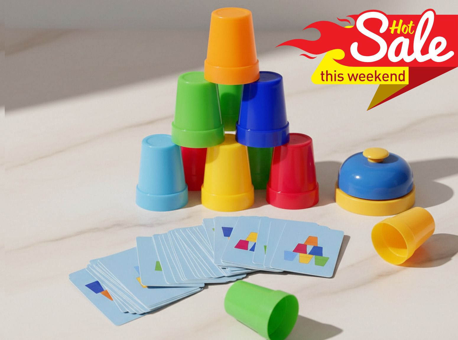 glenston Fast Stacking Cups Game with Speed Cup and 50+Challenge card with bell-picture-14
