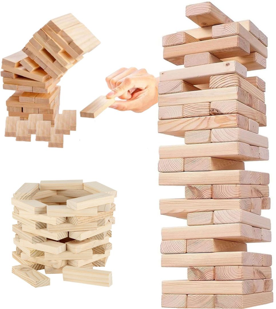 Best Wooden Game 54 Pcs Blocks Tumbling Stacking Jenga Building Tower Toy-image-47
