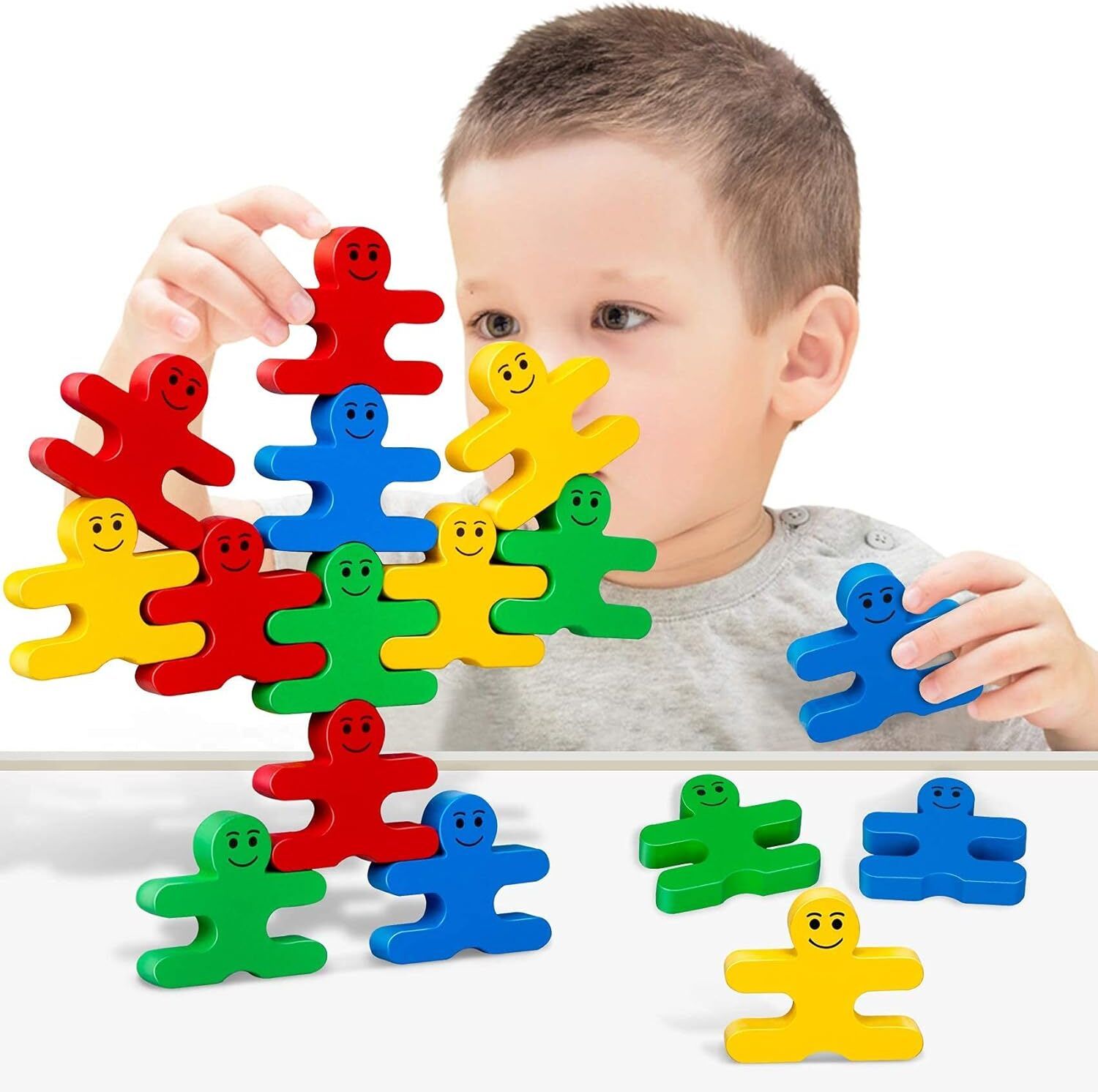 knk infotain Wooden Balancing Blocks Stacking Toy Montessori Learning Game Kids 3+(16 Pieces)-picture-23