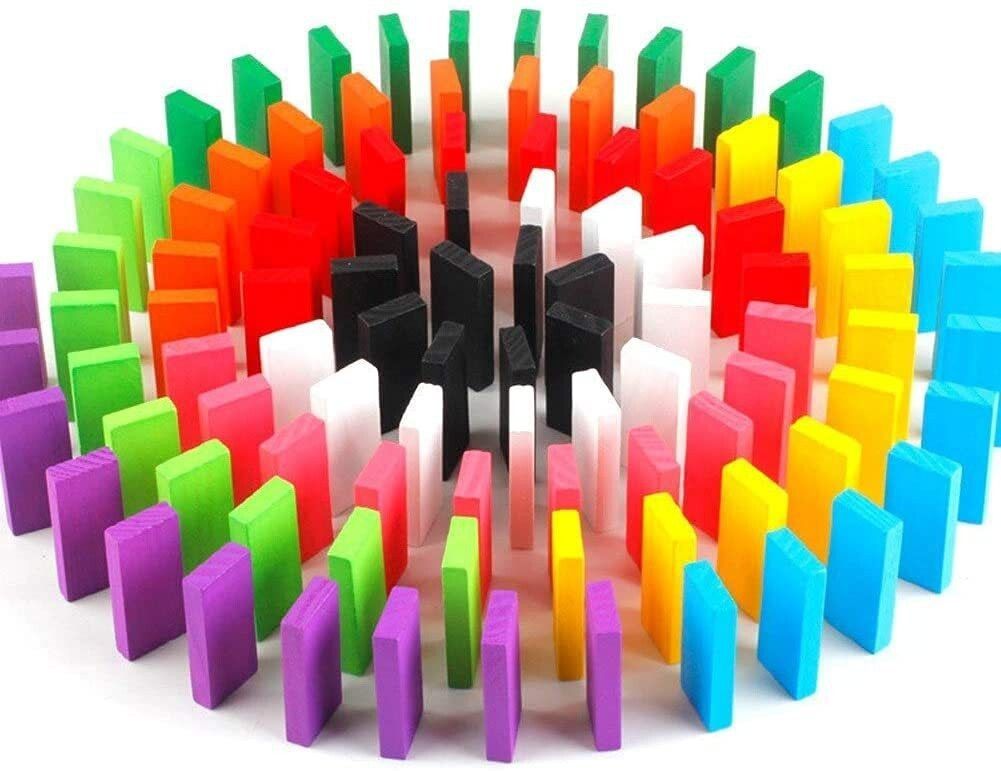 n Creative Blocks Educational Buliding Game Set 100 pcs Imported Domino for Kids Standard 12 Colors (100 Pieces) (Milticolor)-image-35